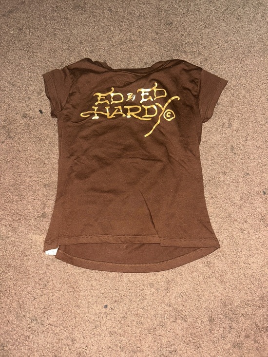 Ed Hardy Brown Tiger Heart Graphic Tee and Shorts Set - Picture 6 of 7